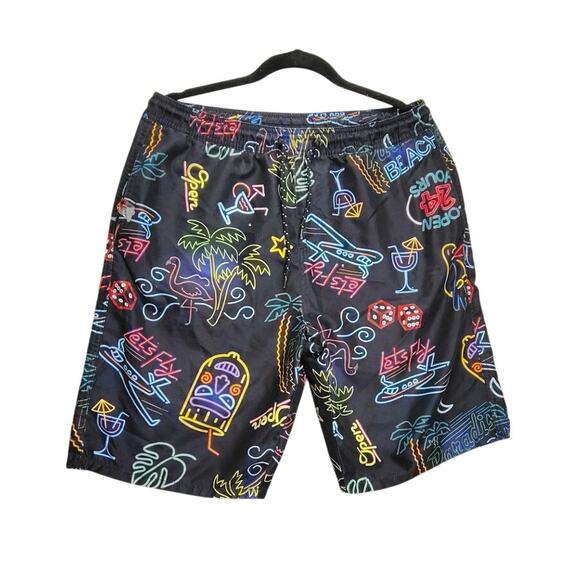 Red Ape MCM Gamble Beach Mens Size Large Neon All Over Print Outfit Set Shorts - Picture 2 of 12